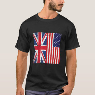 Union Jack and Unites Staaten of America Flag Retr T-Shirt