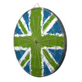 Union Jack Art Green Aquamarin Tones Bar Games Dartscheibe (Vorderseite rechts)