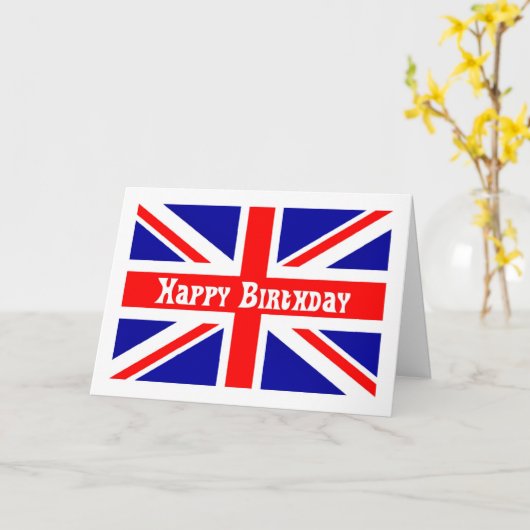 Union Jack Birthday Karte Englisch-Flagge (Gelbe Blume)
