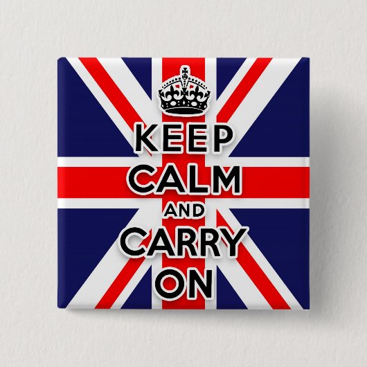 Union Jack bleib ruhig und mach weiter Button (Vorderseite)