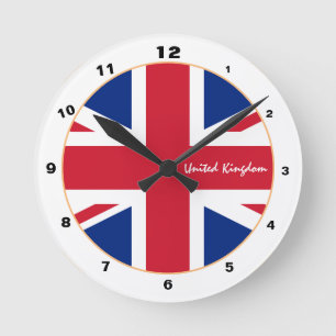Union Jack, Britische Flagge und Zuhause Großbrita Runde Wanduhr