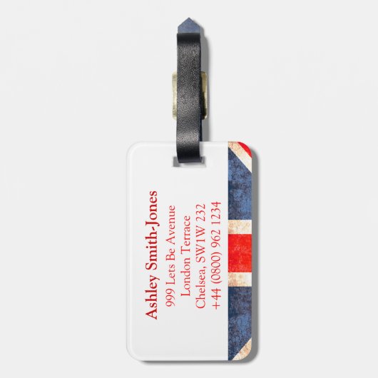 Union Jack Britische Gepäckmarke Gepäckanhänger (Rückseite vertikal)