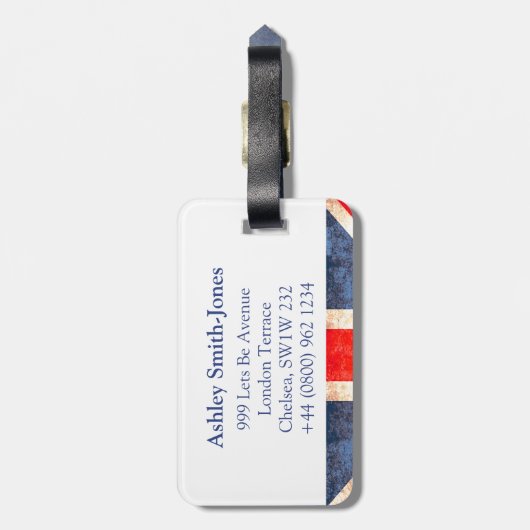 Union Jack Britischer Löwe trägt Gepäckmarke Gepäckanhänger (Rückseite vertikal)