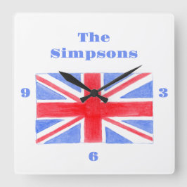 Union Jack British Flag Britannia Quadratische Wanduhr