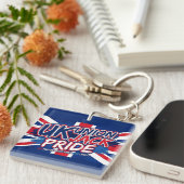 Union Jack British Flag Vintage Personalized Schlüsselanhänger (Vorderseite rechts)
