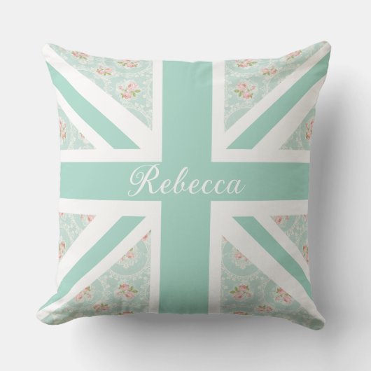 Union Jack British Rose Garden Throw Cushion Kissen (Vorderseite)