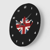 Union Jack British Teapot Große Wanduhr (Winkel)
