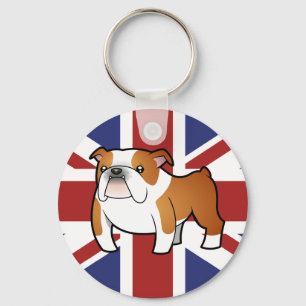 Union Jack Cartoon English Bulldog Schlüsselanhänger