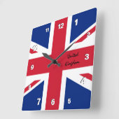 Union Jack Clock, patriotische Zuhause UK, Britisc Quadratische Wanduhr (Winkel)