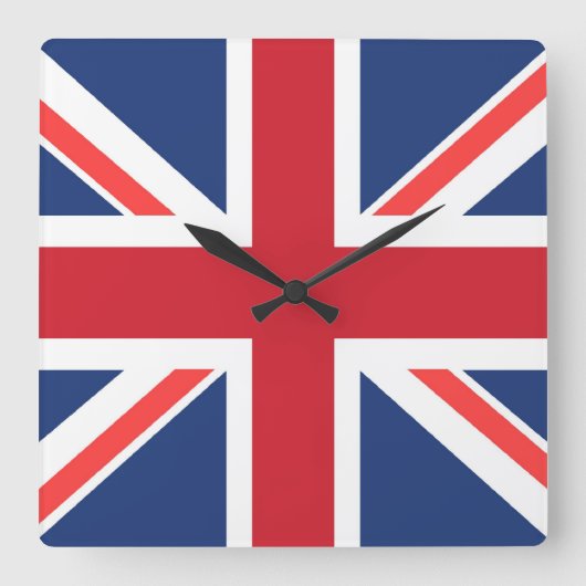 Union Jack clock Quadratische Wanduhr (Vorderseite)