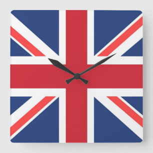 Union Jack clock Quadratische Wanduhr