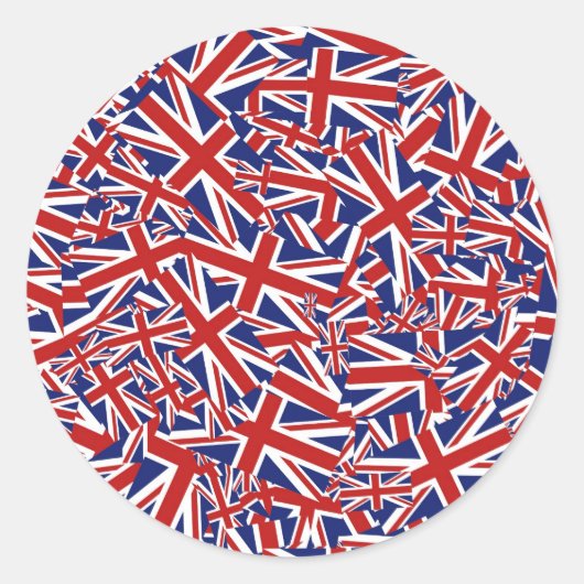 Union Jack Collage Runder Aufkleber (Vorderseite)