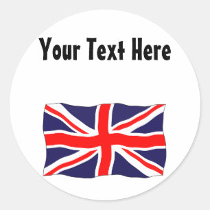Union Jack Flag - Anpassbar mit Ihrem Text! Runder Aufkleber