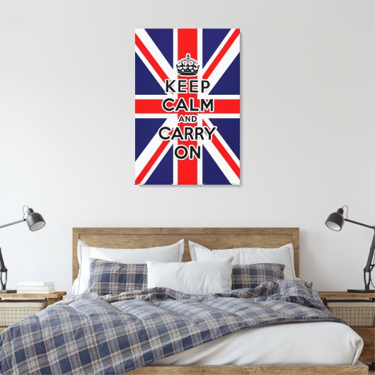 Union Jack Flag behalte Ruhe und setzt fort Leinwanddruck (Insitu (Schlafzimmer))