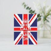 Union Jack Flag behalte Ruhe und setzt fort Postkarte (Stehend Vorderseite)