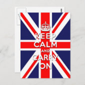 Union Jack Flag behalte Ruhe und setzt fort Postkarte (Vorne/Hinten)