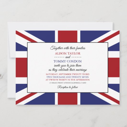 Union Jack Flag British Wedding Einladung (Vorderseite)