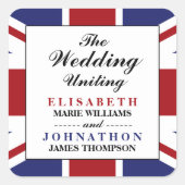 Union Jack Flag British Wedding Quadratischer Aufkleber (Vorderseite)