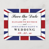 Union Jack Flag British Wedding rettet das Datum Ankündigungspostkarte (Vorderseite)