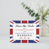 Union Jack Flag British Wedding rettet das Datum Ankündigungspostkarte (Stehend Vorderseite)