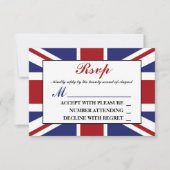 Union Jack Flag British Wedding RSVP Karte (Vorderseite)