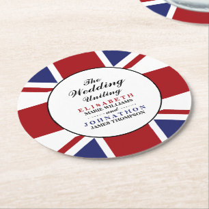 Union Jack Flag British Wedding Runder Pappuntersetzer