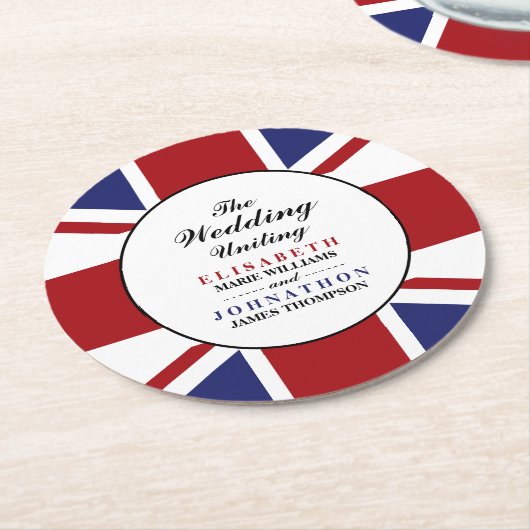 Union Jack Flag British Wedding Runder Pappuntersetzer (Angewinkelt)