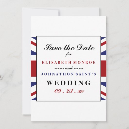 Union Jack Flag British Wedding Save The Date (Vorderseite)