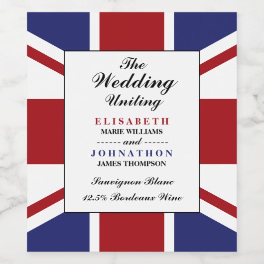Union Jack Flag British Wedding Weinetikett (Einzelnes Label)