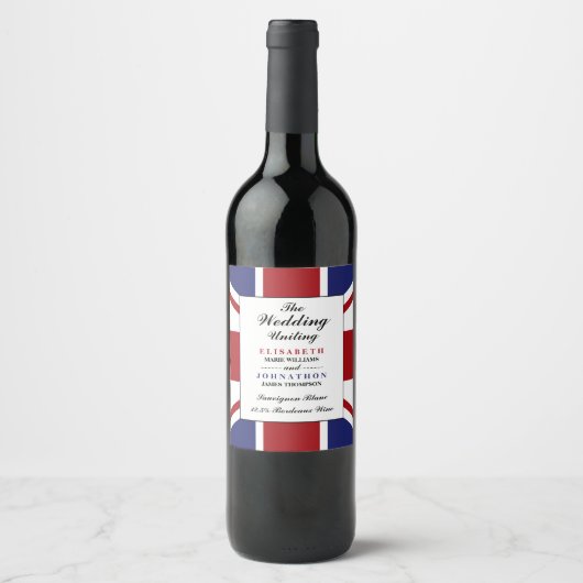 Union Jack Flag British Wedding Weinetikett (Vorderseite)