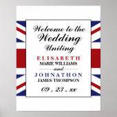 Union Jack Flag British Wedding Willkommen Poster (Vorne)
