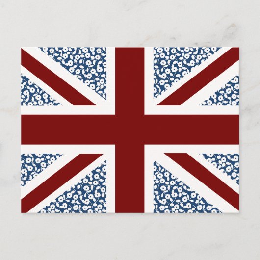 Union Jack Flag Calico Floral Pattern Postkarte (Vorderseite)