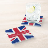 Union Jack Flag England Küste Glasuntersetzer (Schrägansicht)