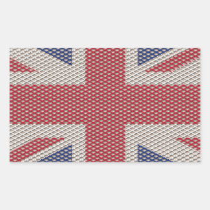 Union Jack Flag Fishnet-Muster Rechteckiger Aufkleber