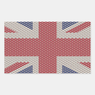 Union Jack Flag Fishnet-Muster Rechteckiger Aufkleber