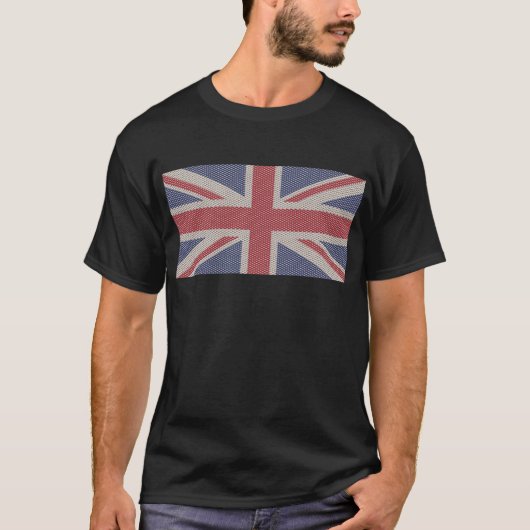 Union Jack Flag Fishnet Pattern T - Shirt (Vorderseite)