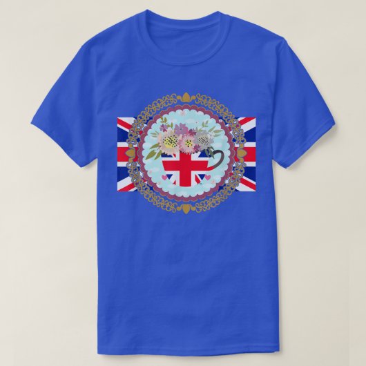 Union Jack Flag For Kids & Jubilee Teacup For Brit T-Shirt (Design vorne)