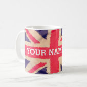 UNION JACK FLAG grunge + Ihr Text Kaffeetasse (Vorderseite Links)