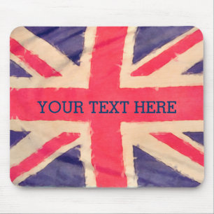 UNION JACK FLAG grunge + Ihr Text Mousepad