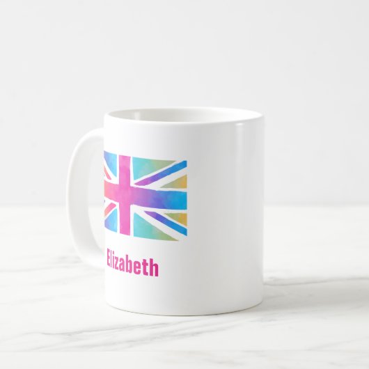Union Jack Flag, helle Wasserfarben, benutzerdefin Kaffeetasse (Vorderseite Links)