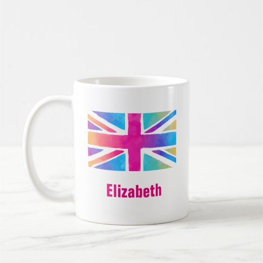 Union Jack Flag, helle Wasserfarben, benutzerdefin Kaffeetasse (Links)