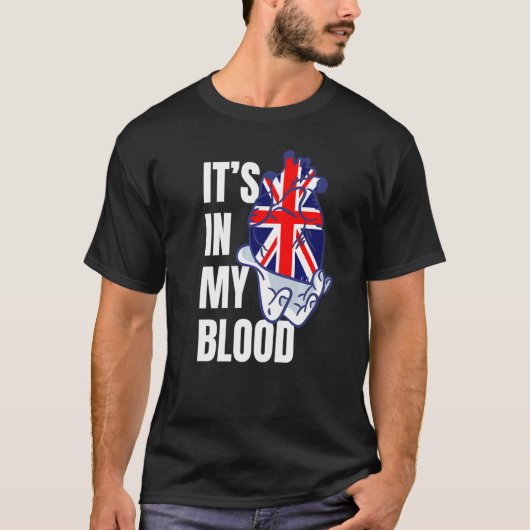 Union Jack Flag Herzblutgefäße Hand Great Brita T-Shirt (Vorderseite)