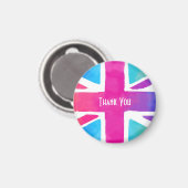 Union Jack Flag in Bright Watercolor Danke Magnet (Vorderseite/Rückseite)