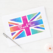 Union Jack Flag in Bright Watercolor Danke Rechteckiger Aufkleber (Umschlag)