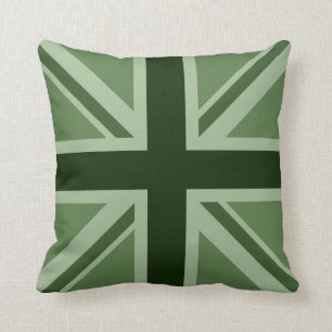 Union Jack/Flag in Grüntönen Kissen