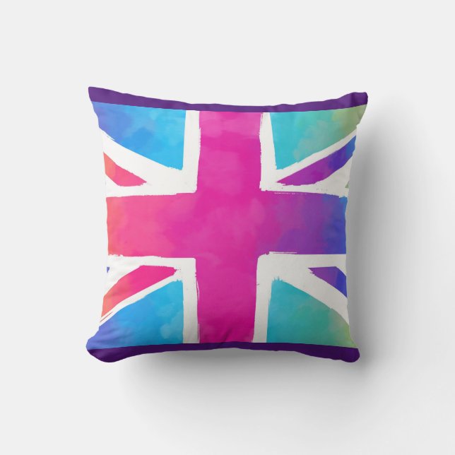 Union Jack Flag in hellen Wasserfarben Kissen (Vorderseite)