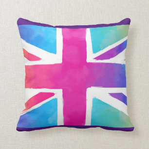 Union Jack Flag in hellen Wasserfarben Kissen