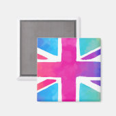 Union Jack Flag in hellen Wasserfarben Magnet (Vorderseite/Rückseite)