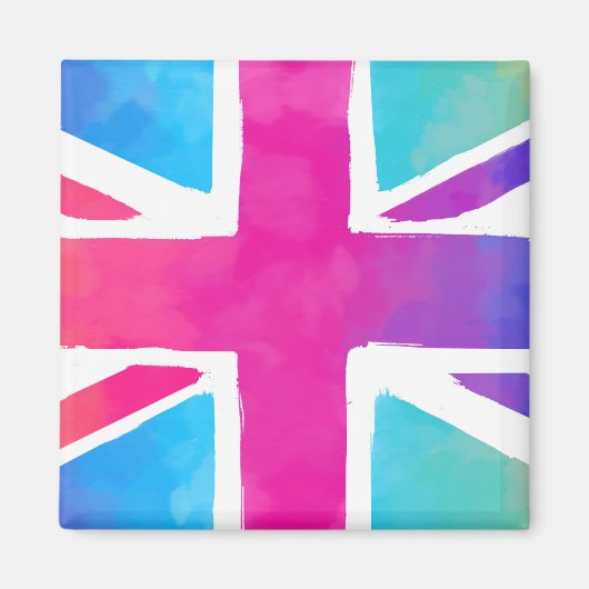 Union Jack Flag in hellen Wasserfarben Magnet (Vorne)