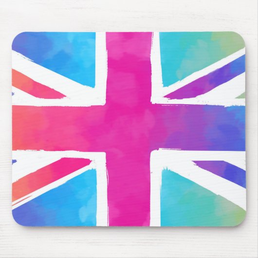 Union Jack Flag in hellen Wasserfarben Mousepad (Vorne)